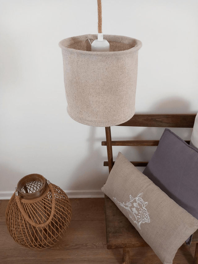 Abat-jour suspension en chanvre naturel uni (Ø20 cm)