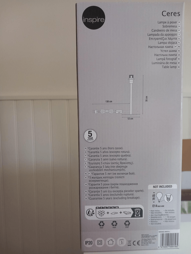 Pied de lampe en métal blanc