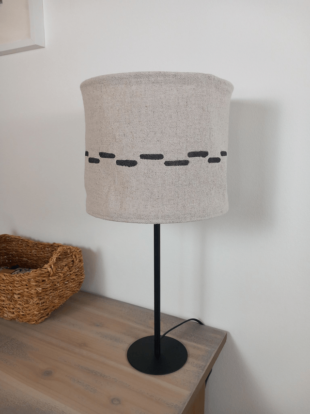 Abat-jour lampe de table en chanvre peint à la main