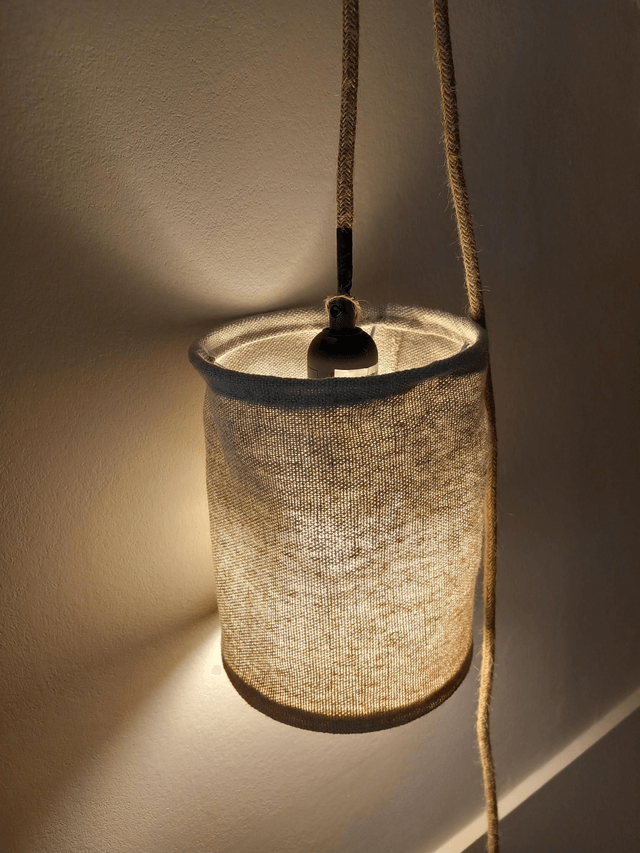Abat-jour suspension en chanvre naturel uni (Ø20 cm)