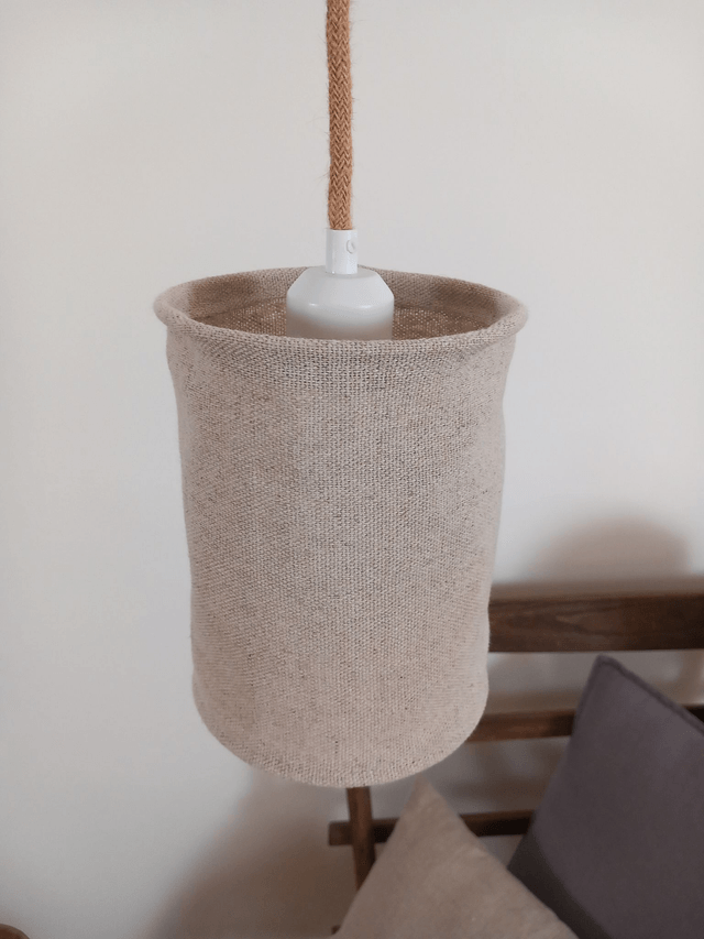 Abat-jour suspension en chanvre naturel uni (Ø15 cm) . 