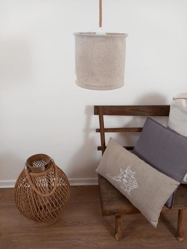 Abat-jour suspension en chanvre naturel uni (Ø20 cm)
