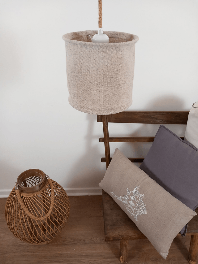 Abat-jour suspension en chanvre naturel uni (Ø20 cm)