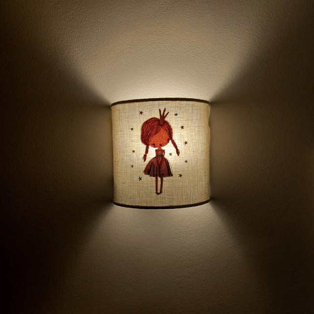 Applique murale demi-cercle en lin brodé Princesse.   Electrifiée.