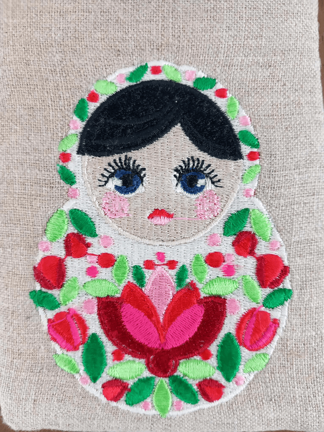 Étui à lunettes ou pochette téléphone lin brodé "Babouchka"