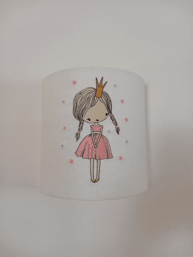 Applique murale demi-cercle en lin brodé Princesse.   Electrifiée.